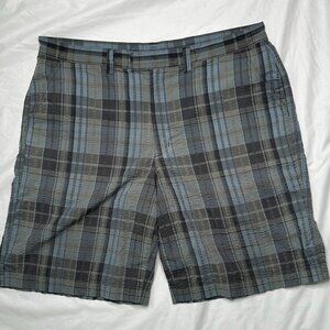 Patagonia Shorts Men’s 36 Blue Green Gray Seersucker Plaid Organic Cotton Beach